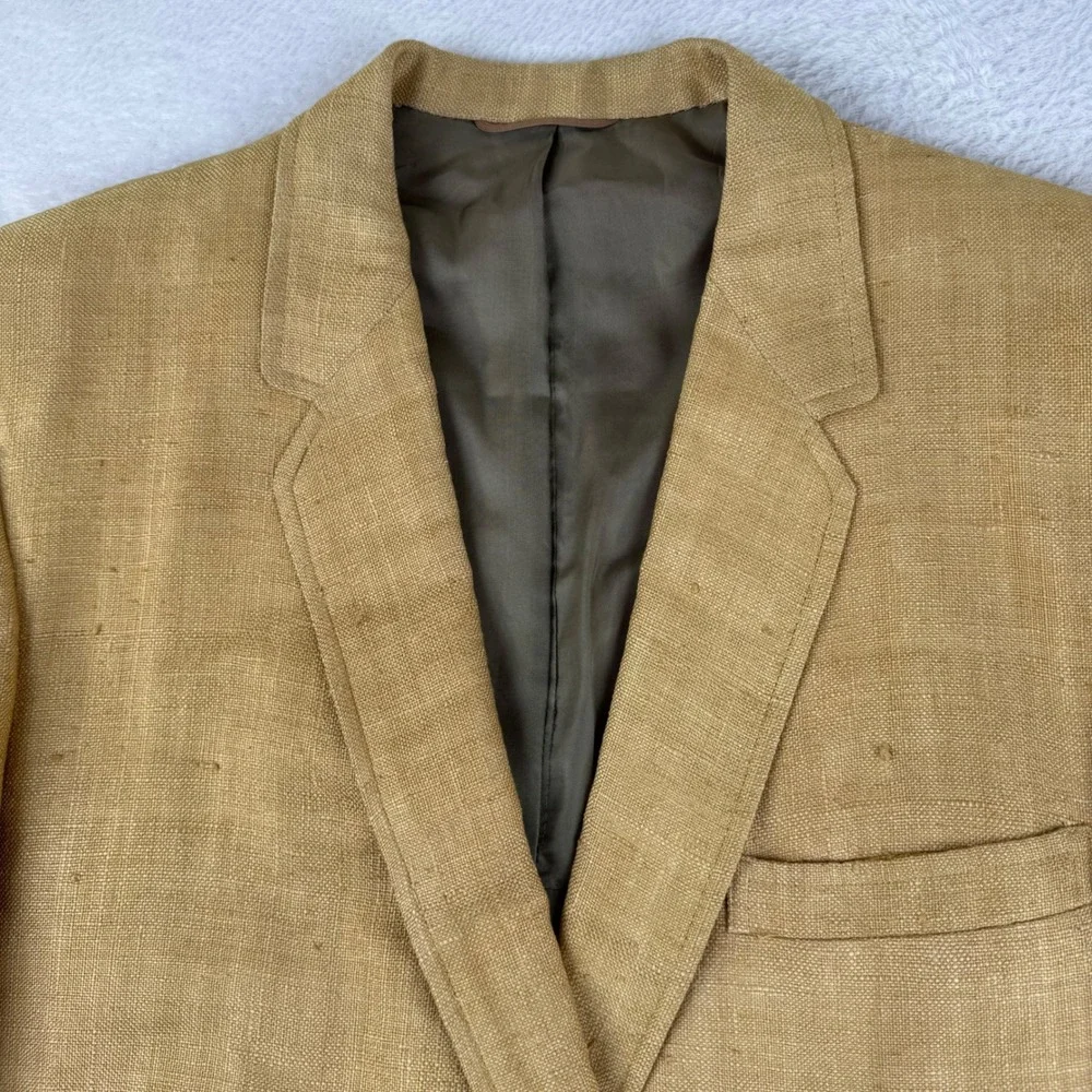 Hudson's Men's Store Silk Blazer Mens 40R Tan Vintage Two Button Sport‎ Coat